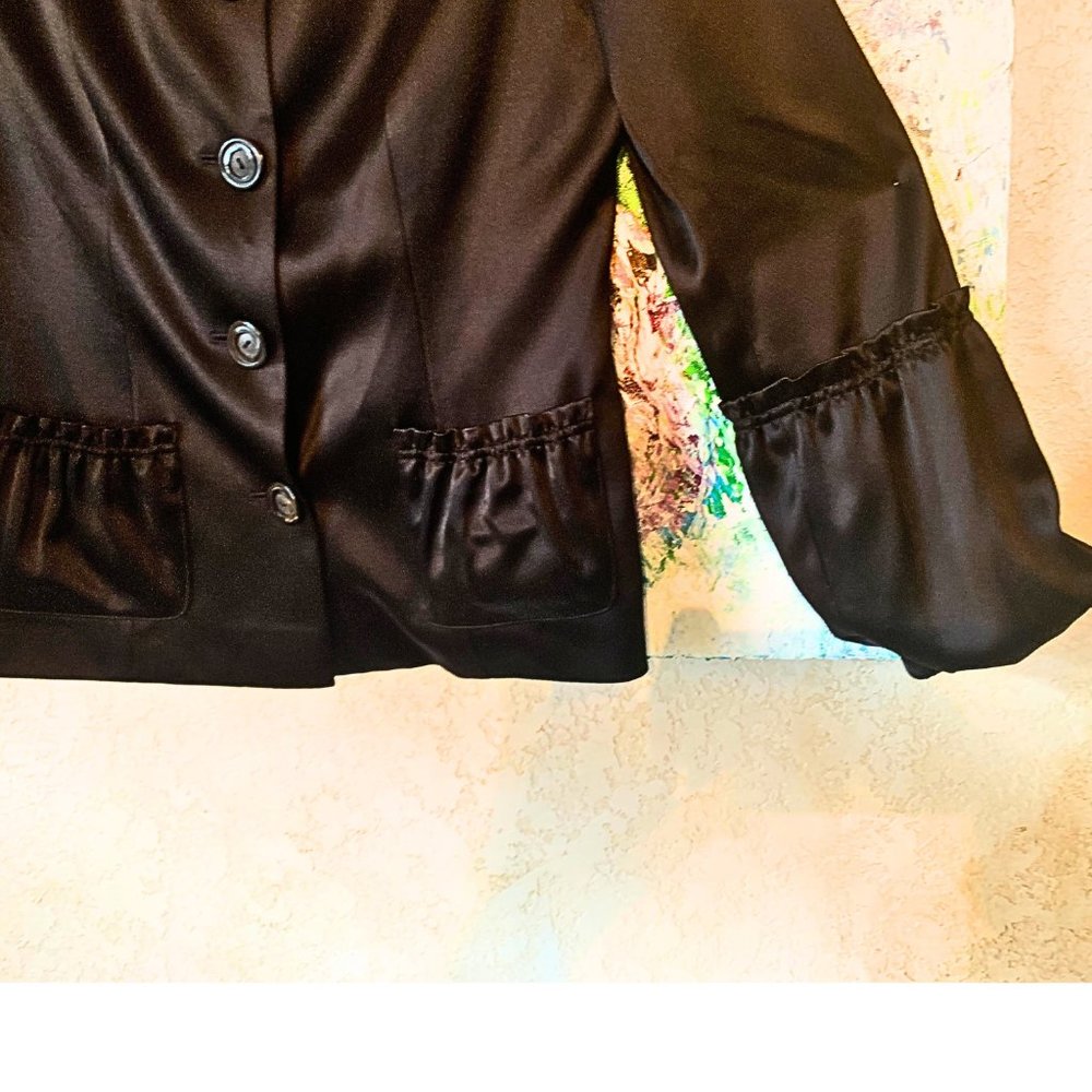 Stunning Satin Blouse -Jacket  W by Worth Size 8 - Like New - Picture 3 of 4